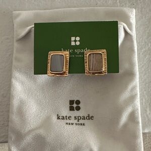 Kate Spade Gold and White Square Earrings
